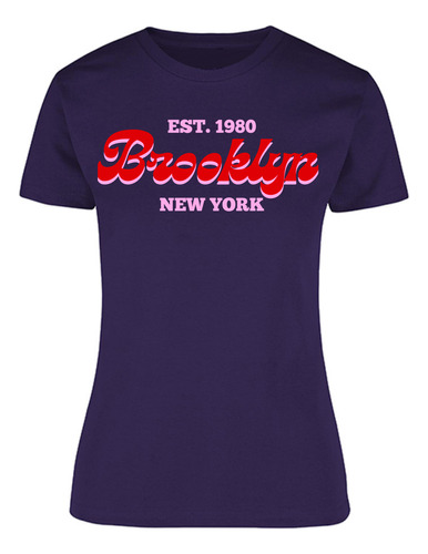 Playera Mujer Brooklyn New York Letras -casual Estilo