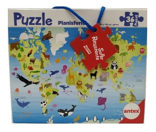 Imagen 2 de 4 de Puzzle Rompecabezas Planisferio 36 Piezas Antex - Playking