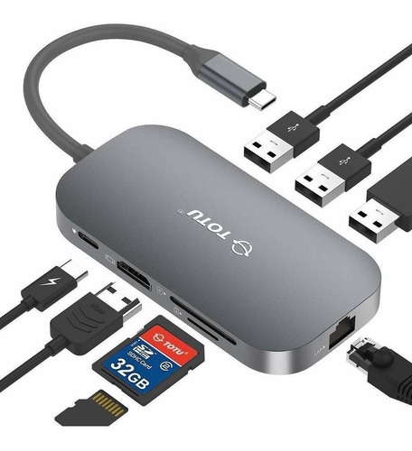 Tubo Usb C, Hub Tipo C 8 En 1 Con Puerto Ethernet, 4 K Us