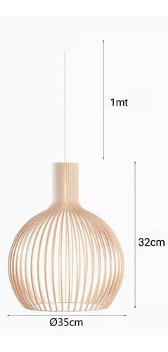 Lámpara Colgante Jaula De Madera + Lámpara Led Incluido