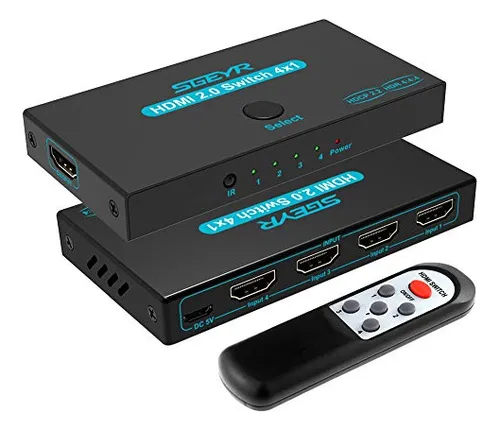 Pack Sgeyr Hdmi 2.0 Switch 4 Puertos Y Splitter 2 En 1
