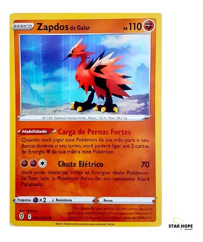 Kit 3 Cartas Pokémon Moltres Articuno Zapdos Lendáios