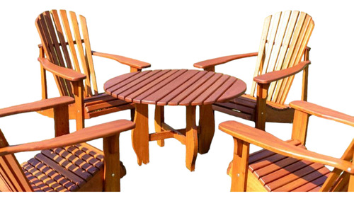 Juego De Madera Para Jardin 4 Sillones + Mesa. Con Protector