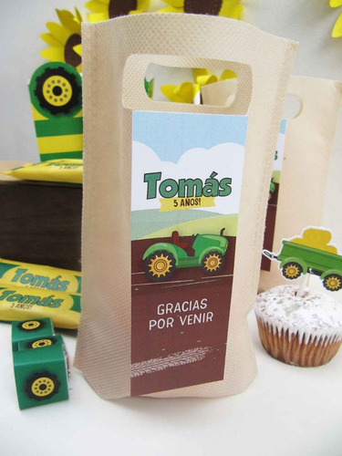 Imagen 7 de 9 de Kit Imprimible Tractor Verde Personalizado Cumpleaños