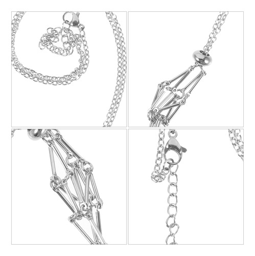 Collar De Metal Con Soporte De Piedra De Cristal Ajustable D