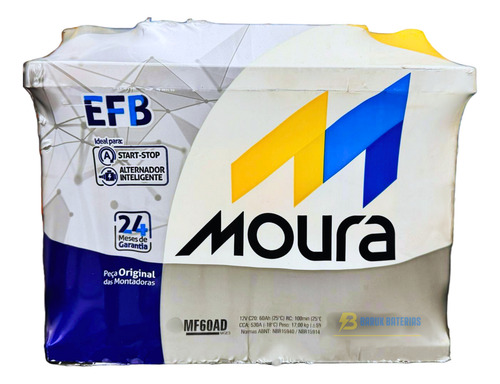 Bateria Moura 60ah Efb Fiat Uno Sporting 1.3 Gsr/uno Way 1.6 Gsr/uno Way 1.3 Mf60ad