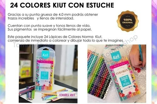 Kiut 24 Colores De Madera En Estuche De Plastico Lapicera