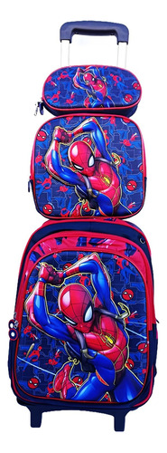 Kit 3d Mochila + Lanchera + Cartuchera Spiderman Verse 1