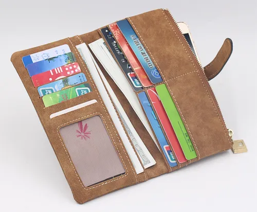 , Monedero Cartera Larga Dama Mujer Piel Nubuck Original