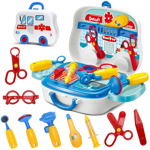 Imagen 1 de 4 de Set Juego Maletin Doctor Doctora 14 Piezas Bestoys