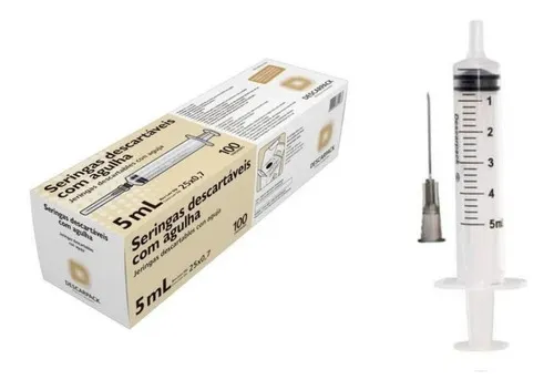 comprar Seringa Desc. 5ml C\u002F Agulha Slip 25x07 Descarpack 100und Capacidade em volume 5 mL