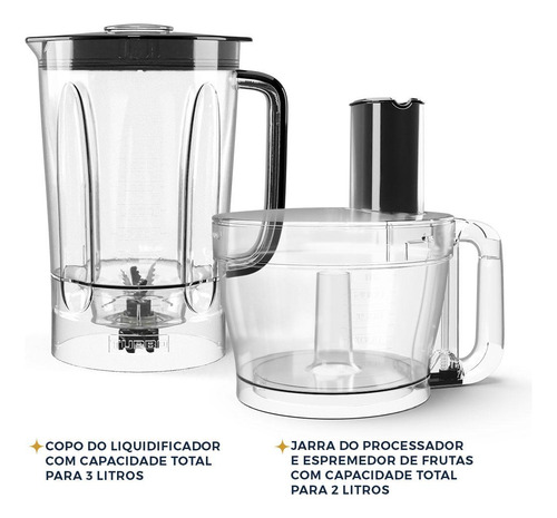 Multiprocessador Britânia 5 Em 1 Bmp2000 1300w Prateado 110v