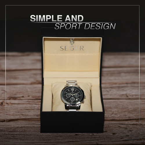 Imagen 2 de 10 de Reloj Hombre Seger 9097 Original Eeuu Elegante Vestir Acero