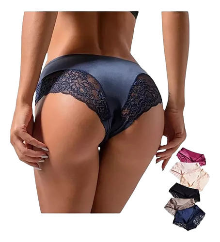 Calzones De Encaje Sin Costura Ropa Interior Mujer, 6 Piezas