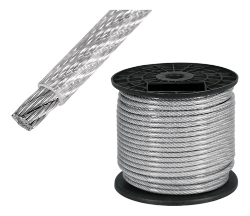 Piola Cable De Acero 1 Mm Forrado Pvc 1000 Mts