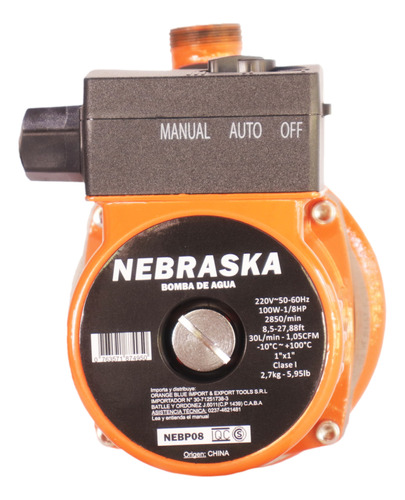 Bomba Presurizadora Nebraska Nebpo8 100w Elevadora Presión 