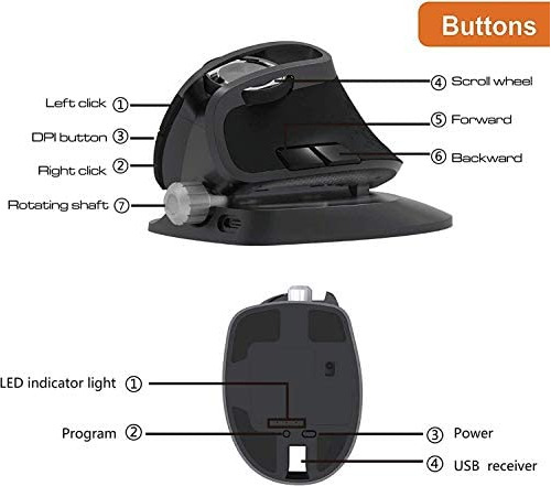 Mouse Vertical Inalámbrico Recargable, Mouse Ergonómico De Á