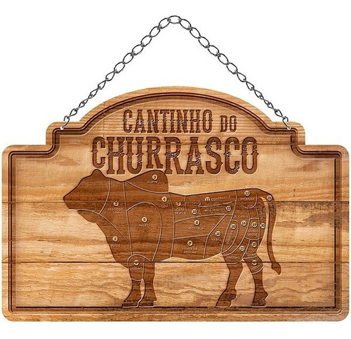 Placa Decorativa Em Mdf - Cantinho Do Churrasco 27,5x20cm