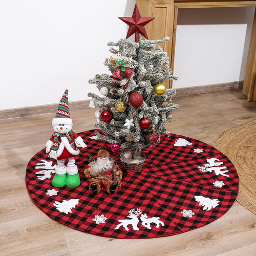 Falda De Árbol Con Decoración Navideña, Color Rojo Y Negro,