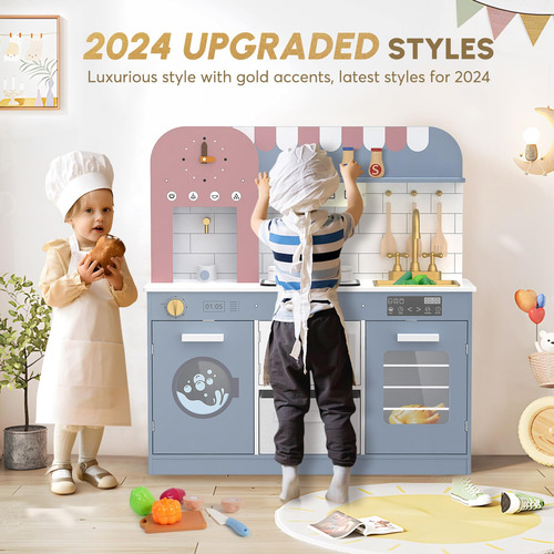 Juego De Cocina De Madera Con Luces Y Sonidos 26 Accesorios