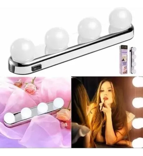Luces Led Para Maquillaje Makeup Tocador 4 Focos Batería