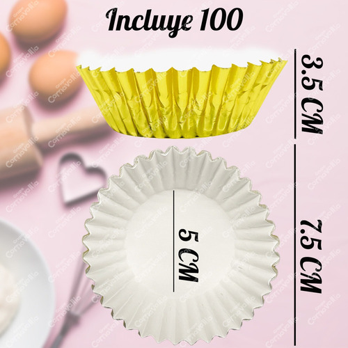Js Capacillo Estandar Cupcake Repostería Dorado Metalico