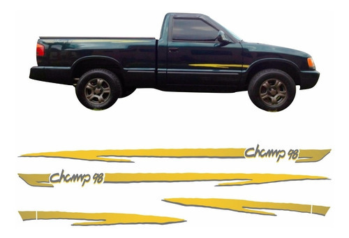 Kit Adesivo Chevrolet S10 Champ 1998 Faixa Lateral Completo Cor Padrão