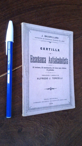 Cartilla De Enseñanza Antialcoholista 1904 Baudrillard