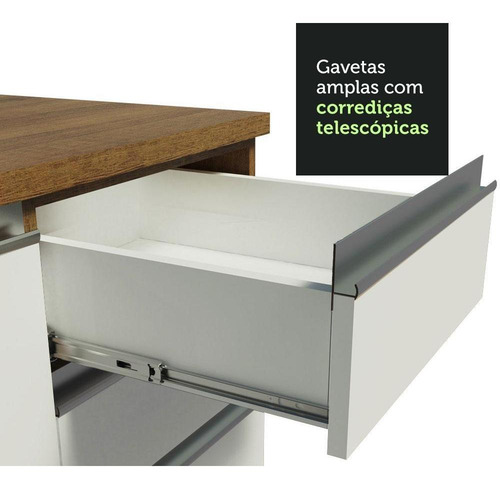 Cozinha Madesa Glamy 150001 Armário E Balcão (com Tampo) Rb Cor Rustic/Branco