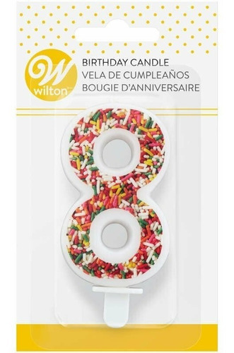 Vela Cumpleaños Diseño Granillo Colores Número Ocho Wilton