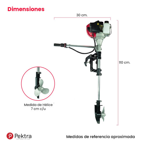 Imagen 2 de 10 de Motor Fuera De Borda Pektra 2t Refrg X Aire 52cc Para Bote!