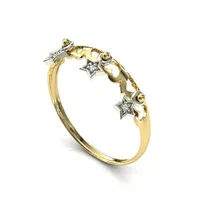 Comprar Anel Vazado 18k 3 Pingentes Estrelas S Diamantes - Cor Ouro