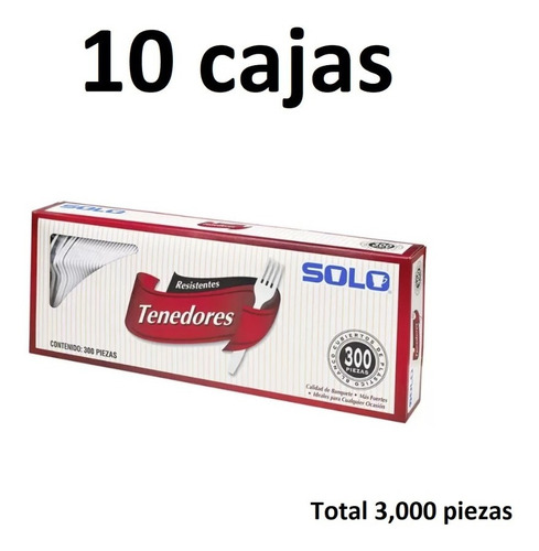 Cubiertos Tenedores Desechables Solo [10 Cajas=3,000 Piezas]