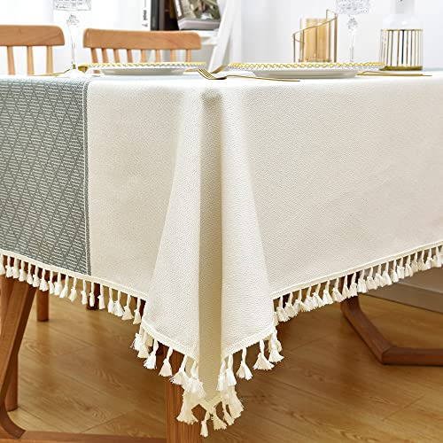 Mantel De Lino De Algodón Resistente Para Mesa Rectangular C