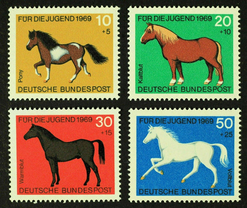 Estampillas Alemania 1969 - Razas De Caballos