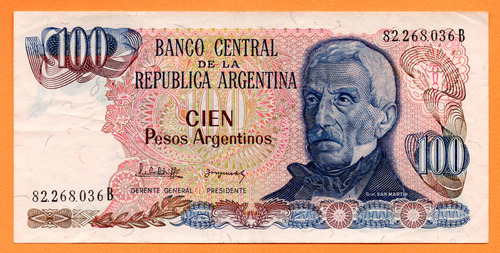 Billete 100 Pesos Argentinos, Bottero 2622, Año 1983 Mb