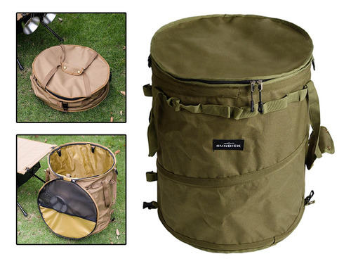 Cubo De Basura For Acampar Al Aire Libre, Verde 41cmx47cm