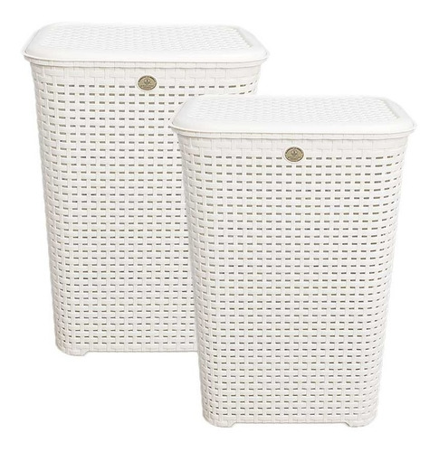 Pack 2 Cesto Canasta Organizador Ropa Sucia Tapa Utilísimo Color Blanco