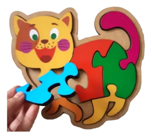 Kit 5 Quebra-cabeças Infantil Animais Em Madeira 3 Anos