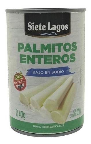 Palmitos Enteros Siete Lagos Bajo Sodio Sin Tacc X 400 G