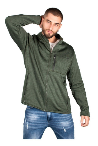 Sudadera Hombre Greenlander Sud8654 Jaspeada Bolsa Pecho