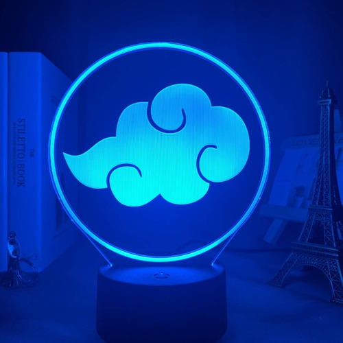 Lampara 3d Luz Led De Colores Naruto Akatsuki