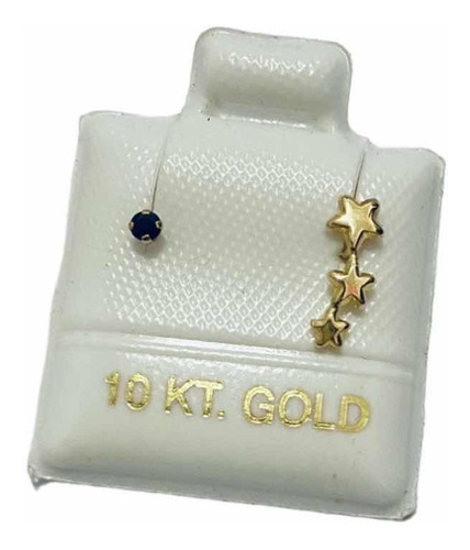 Broquel Combinado Estrellas Y Piedra Mini Oro 10k