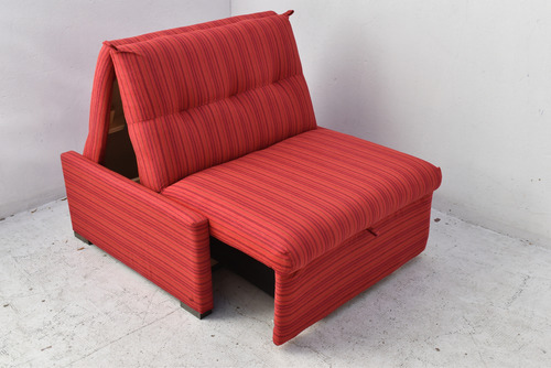 Sillón Cama 1 Plaza Sin Apoya Brazo Rojo Rocky Rayado