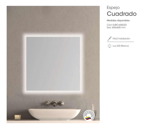 Kubo Espejo Cuadrado Con Luz Led 60x60 600led