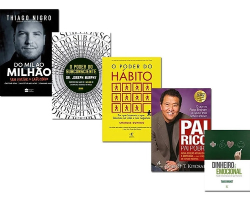 Kit 5 Livros Poder Do Habito+ Poder Do Subconsciente+ Dinhei