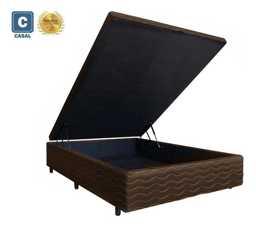 Cama Box Baú Super Viúva Matelado Marrom 110x188x41