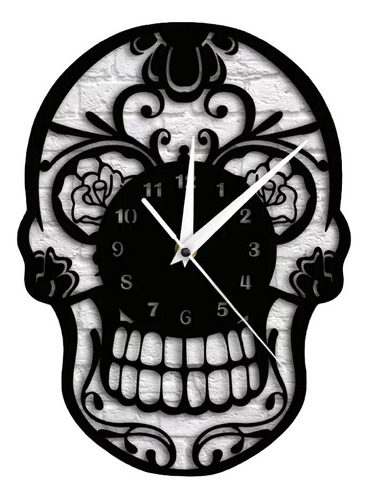 Reloj De Pared Con Espejo Acrílico Con Forma De Calavera, De