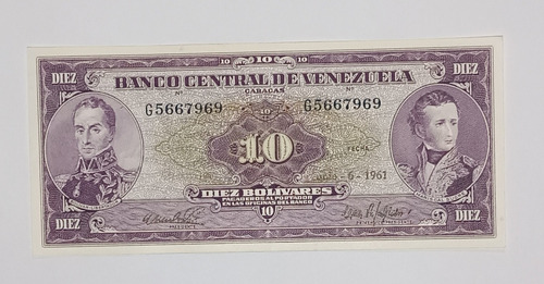 Billete De Venezuela 10 Bs - Junio 6 1961 - G7 Sin Circular