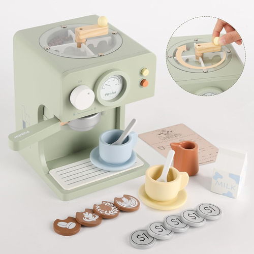 Juego De Cafetera Para Niños Y Soporte De Postre De Madera,